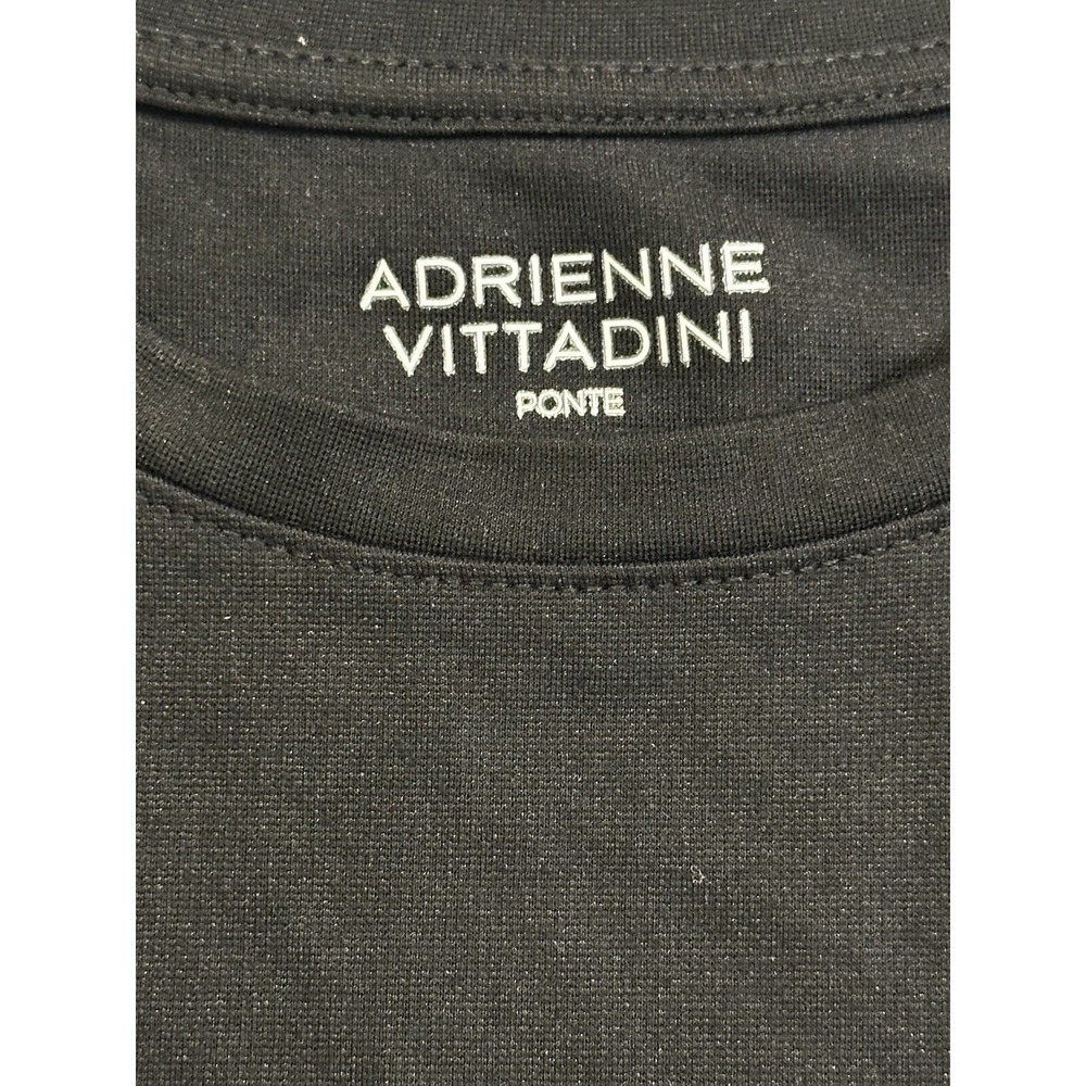 Adrienne Vittadini Womens Black Ponte Knit Short Sleeve Crew Neck T-Shirt L - Picture 2 of 4